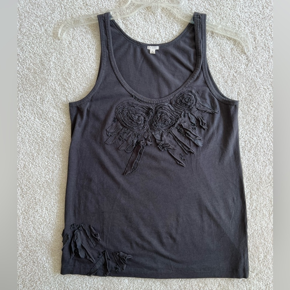 JCrew tissue tank with beading and florets